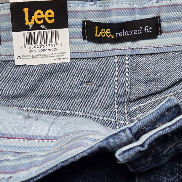 12 M Lee Women's Relaxed Fit Side Waist Elastic Tapered Leg Jeans Mid Rise Blue - Picture 7 of 16